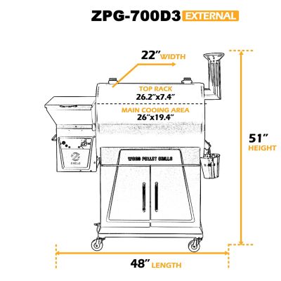 Image showing 9 th Z GRILLS 694 sq. in. Wood Pellet Grill and Smoker, Black, ZPG-700D3