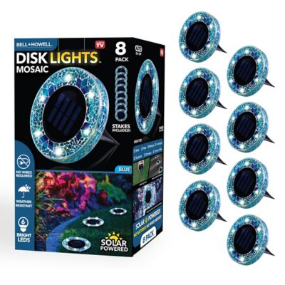 Bell & Howell Mosaic Disk Lights Solar Powered Blue Square LED Path Lights (8-Pack)