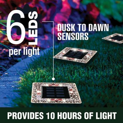 Image showing  Mosaic Disk Lights Tan Solar Powered LED Waterproof Square Path Light (4-Pack)