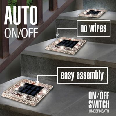 Image showing 6 th Bell & Howell Mosaic Disk Lights Tan Solar Powered LED Waterproof Square Path Light (4-Pack)