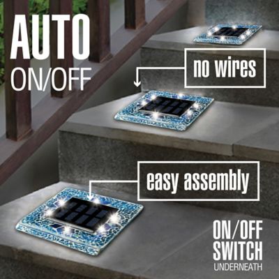 Image showing 6 th Bell & Howell Mosaic Disk Lights Blue Solar Powered LED Waterproof Square Path Light (4-Pack)