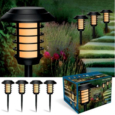 Bell & Howell 21 Lumens Solar Powered Landscape Path Lights 2 Modes Warm Bright Light (4-Pack)