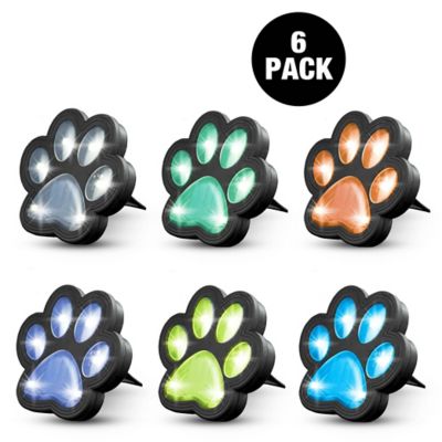 Bell & Howell 3-Lumen Color Changing Paw Print Path Lights, 6-Pack
