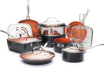 Gotham Steel 15-Piece Aluminum Ti-Ceramic Nonstick Cookware Set with Square Pans and Lids