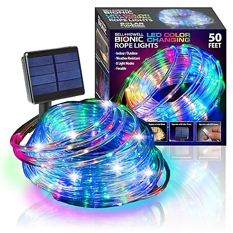 Bell & Howell Solar Powered Color Changing Indoor & Outdoor Rope Lights 50'