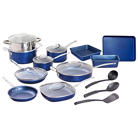 Granite Stone Blue 5 Piece Cookware Set, Ultra Non-Stick, Dishwasher Safe'  Oven