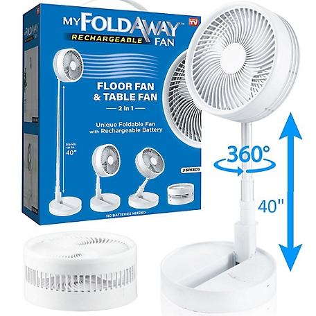 Bell & Howell My Foldaway Rechargeable 40 in. Fan - Foldable and Portable