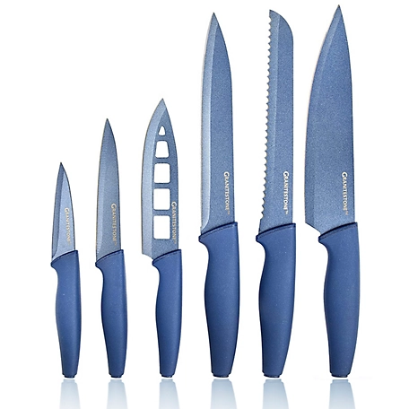 Granitestone Nutri Blade 6-Piece Stainless Steel Knives Cooking Knife Set in Blue
