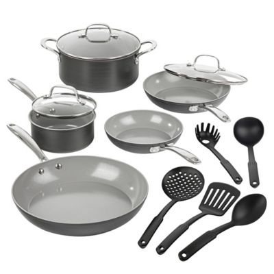 Granitestone Professional 13-Piece Hard Anodized Aluminum Ceramic Non-Stick Cookware Set in Grey