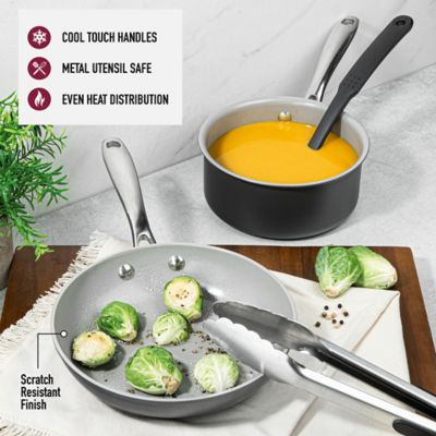 Image showing  Professional 13-Piece Hard Anodized Aluminum Ceramic Non-Stick Cookware Set in Grey