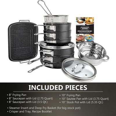 Image showing  Stackmaster Pro Series Stackable Cookware Set, Hard Anodized, Non-Stick, 15 pc.