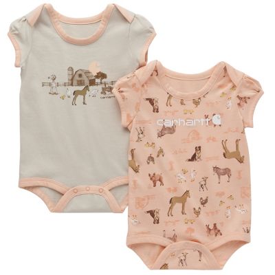 Carhartt Baby Girls' Farm Print Short-Sleeve Bodysuit Set, 2 pc.