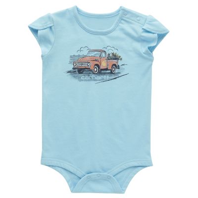 Carhartt Baby Girls' Old Truck Petal Sleeve Bodysuit