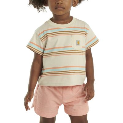 Carhartt Toddler Girls' Striped Short-Sleeve Pocket T-Shirt