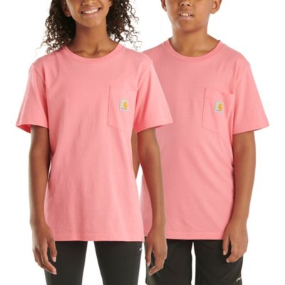 Carhartt Kids' Crew Neck Short-Sleeve Pocket T-Shirt, 4,Pink