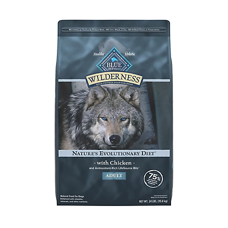 Blue Buffalo Wilderness High Protein Natural Adult Chicken and Wholesome Grains Recipe Dry Dog Food, 24 lb. Bag
