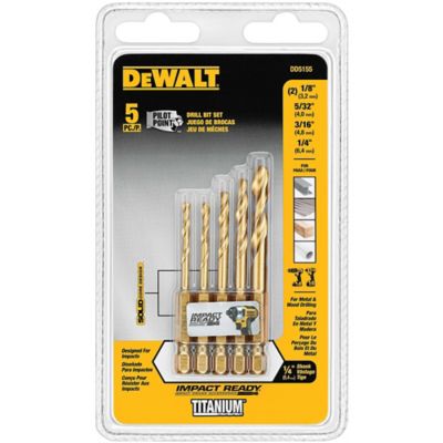 DeWALT DD5155 5 Pc. Impact Ready Titanium Nitride Coating Drilling Set