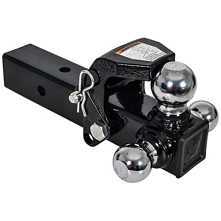 Buyers Products Tri-Ball Hitch with Pintle Hook and Chrome Towing Balls, Fits 2-1/2 Inch Receivers