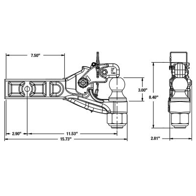 Image showing 6 th Buyers Products 2-1/2 in. Receiver-Mounted Combination Hitch with 2-5/16 in. Ball, 12-Ton Capacity
