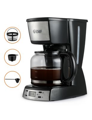 Commercial CHEF 12 Cup Digital/Programmable Coffee Maker Black/Stainless