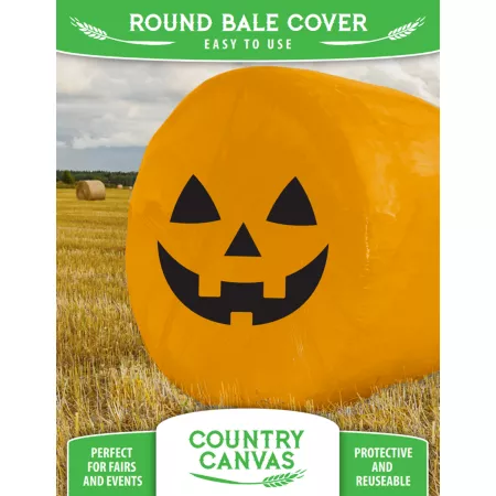 Country Canvas Holiday Ball Blanket 4" x 8.5" x 11" Black/Orange Pumpkin Face Bale Wraps & Covers