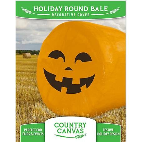 Wohali Holiday Bale Cover, Black/Orange, Pumpkin Face