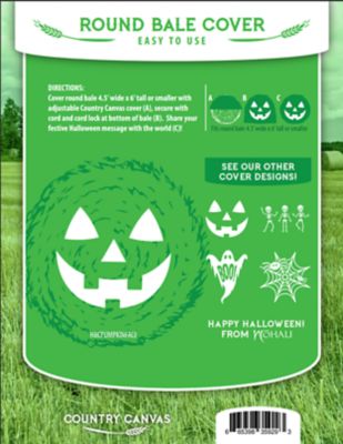 Image showing  Holiday Bale Cover, 4 in. x 8.5 in. x 11 in., Black/Orange, Pumpkin Face