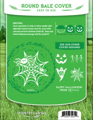 Image showing  Hay Bale Covers, Orange with Spider Web