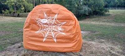 Image showing  Hay Bale Covers, Orange with Spider Web