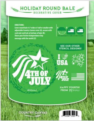 Image showing 5 th Country Canvas Hay Bale Covers, Orange with Spider Web