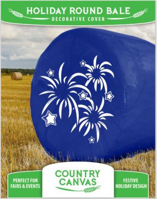 Image showing 6 th Country Canvas Hay Bale Covers, Orange with Spider Web