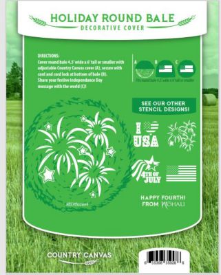 Image showing 7 th Country Canvas Hay Bale Covers, Orange with Spider Web