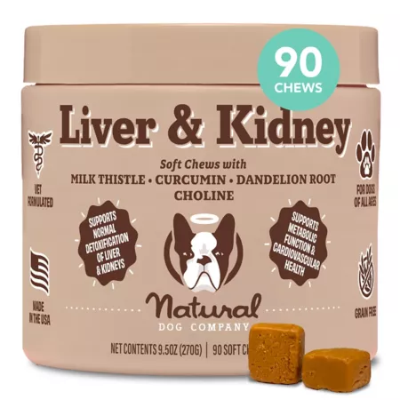 Natural Dog Company Chewable Liver and Kidney Supplements for Dogs 90 ct Dog Heart & Liver Supplements