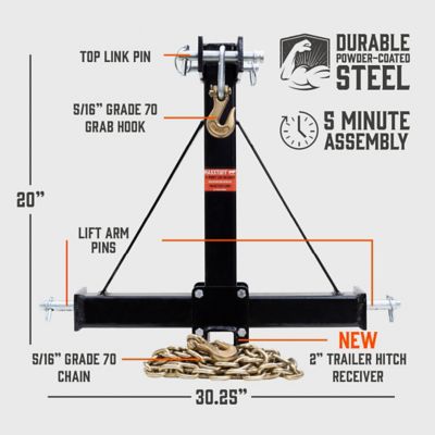 Image showing  Heavy-Duty 3-Point Log Skidder Deluxe With Chain and Bonus 2 in. Receiver Hitch