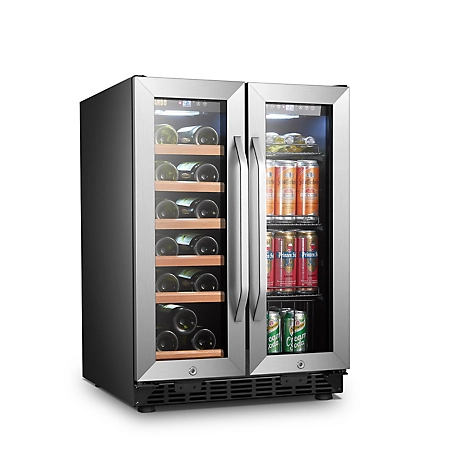 Lanbo Dual Zone (Built In or Freestanding) Compressor Wine Cooler, 18 Bottle 56 Can Capacity