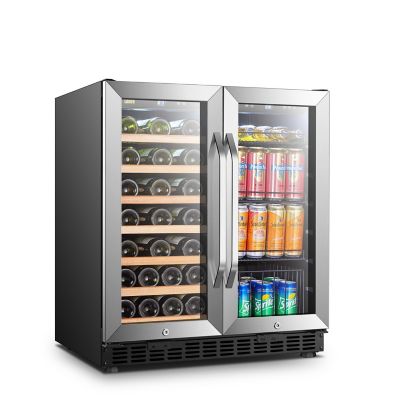 Lanbo Dual Zone (Built In or Freestanding) Compressor Wine Cooler, 31 Bottle 76 Can Capacity