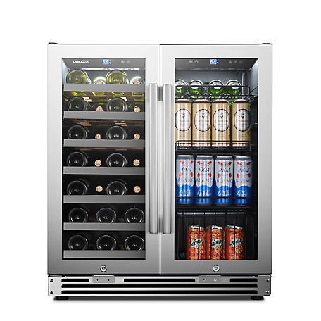 LanboPro Stainless Steel Dual Zone Wine and Beverage Combo Cooler 31 Bottles 58 Cans