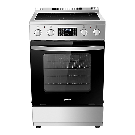 Lanbo 24 in. 2.9 Cu.Ft Freestanding Single Oven Electric Range in Stainless Steel with Air Fry, Rotisserie and True Convection