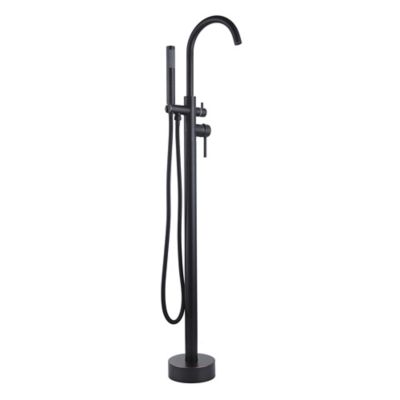 Lanbo Freestanding Tub Faucet Floor Mount Filler with Swivel Spout Handheld Shower