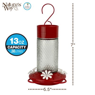 Image showing  13 oz. Glass Gravity Hummingbird Feeder, Cherry