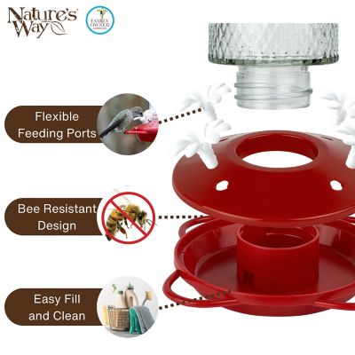 Image showing 5 th Wild Wings 13 oz. Glass Gravity Hummingbird Feeder, Cherry