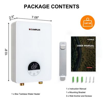 Image showing  6kW 1.8 GPM Electric Tankless Instant Water Heater, 240V, White
