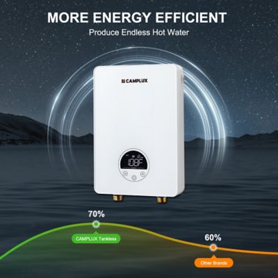 Image showing 8 th Camplux 6kW 1.8 GPM Electric Tankless Instant Water Heater, 240V, White