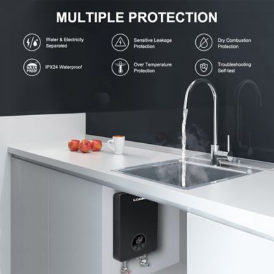 Image showing 7 th Camplux 6kW 1.8 GPM Instant Electric Tankless Water Heater, 240V, Black