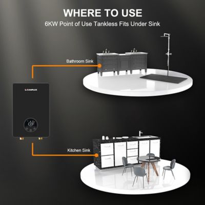 Image showing 9 th Camplux 6kW 1.8 GPM Instant Electric Tankless Water Heater, 240V, Black