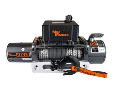 Mile Marker SEC15 TRUCK/SUV WINCH 15,000 LB. CAPACITY WITH SYNTHETIC ROPE & STRAP