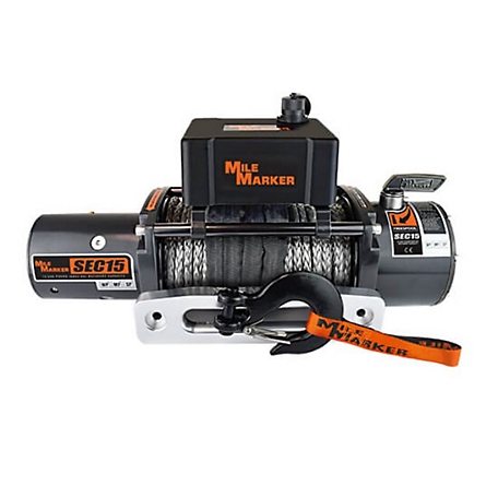 Mile Marker SEC15 TRUCK/SUV WINCH 15,000 LB. CAPACITY WITH SYNTHETIC ROPE & STRAP