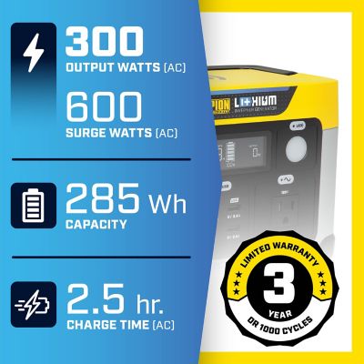 Image showing  600/300-Watt Lithium-Ion Solar Generator Portable Power Station Backup Battery, 285Wh
