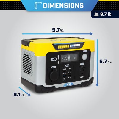 Image showing 6 th Champion Power Equipment 600/300-Watt Lithium-Ion Solar Generator Portable Power Station Backup Battery, 285Wh