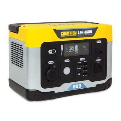 Champion Power Equipment 579-Wh 1200W/600-Watt Lithium-Ion Solar Generator Portable Power Station Backup Battery